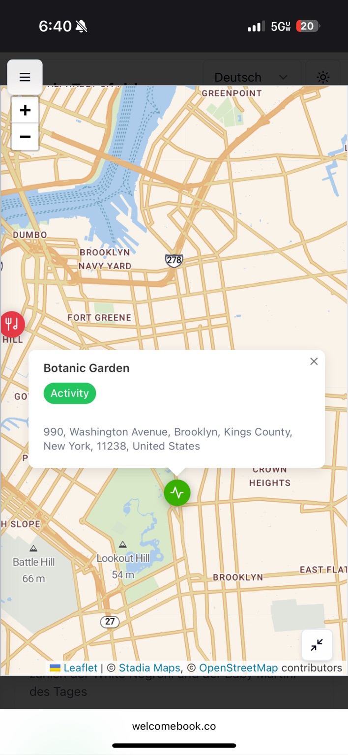 A local recommendation selected on a full-screen mobile map
